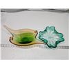Image 2 : 2 Blown glass decorative bowls - Green & Orange/Green