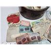 Image 3 : 3 Vintage tins - 1 movie reel tin & 1 tin filled with vintage coupons - Blue Ribbon, etc.