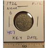 Image 1 : 1926 Near 6 Nickel 5 Cents. F-12. Key Date.