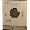 Image 1 : 1907 Canadian Silver 10 Cents. G-6.