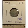 Image 1 : 1910 Canadian Silver 10 Cents. The last issue for King Edward VII. G-6.