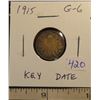Image 1 : 1915 Canadian Silver 10 Cents. Key Date. G-6.