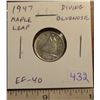 Image 1 : 1947 Maple Leaf Diving Bluenose Silver 10 cents. Rotated Die. EF-40.