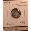 Image 1 : 1949 Diving Bluenose Silver 10 Cents. Rotated Die. AU-50.