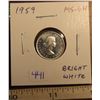 Image 1 : 1959 Canadian Silver 10 Cents. MS-64. Bright White.