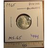 Image 1 : 1965 Diving Bluenose Silver 10 Cents. Rotated Die. MS-65. Bright White.