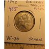 Image 1 : 1942 Canadian Silver 25 Cents. Has Die Crack through the horns of the Caribou. VF-30. Scarce.