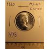 Image 1 : 1963 Canadian Silver 25 Cents. MS-63 with Cameo. Bright White.