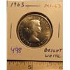 Image 1 : 1963 Canadian Silver 50 Cents. MS-63. Bright White.