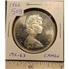 Image 1 : 1966 Large Beads Canadian Silver Dollar. MS-63 with Cameo. Lustrous.