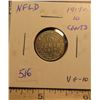 Image 1 : Newfoundland. 1917c Silver 10 Cents. Issued during World War I. Minted in Ottawa because of the war.