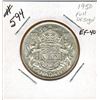 Image 1 : 1950 Full Design CANADIAN SILVER 50 CENT COIN