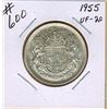 Image 1 : 1955 CANAIAN SILVER 50 CENT COIN