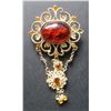 Image 5 : Amber stone & Gold toned brooch with original box "Heooers, Nanaimo,BC