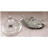 Image 1 : Crystal butter dish and crystal gravy sauce boat w/ base Pinwheel