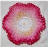 Image 1 : 12" Victorian milkglass ruffled brides basket bowl hand painted Cranberry