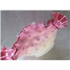 Image 4 : 12" Victorian milkglass ruffled brides basket bowl hand painted Cranberry
