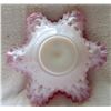 Image 5 : 12" Victorian milkglass ruffled brides basket bowl hand painted Cranberry