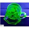 Image 2 : Original Green Depression uranium glass 1910 "Little Jewel" miniature finger lamp. Glows! This is a 