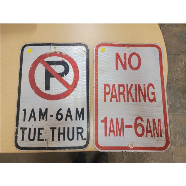 2 different no parking signs 17.5"x11.5"