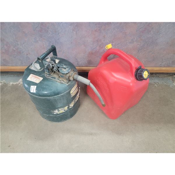 5 gal plastic gas jug & metal mixed safety gasoline container