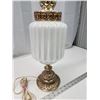 Image 2 : Tall intricate metal and glass table lamp - no shade - 28"H, works