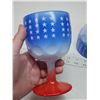 Image 4 : Pair of US flag colored glass goblets