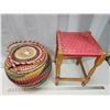 Image 2 : Wicker carrying bag & Stool - 17.5"H x 12"W