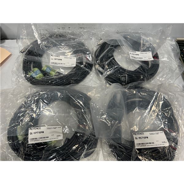 Lot of (4) Keyence #GL-RPT10PM & #GL-RCT10PM Light Curtain Sensor Cables
