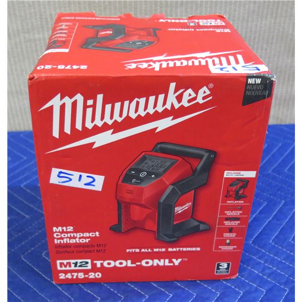 Milwaukee 2475-20 M12 Compact Inflator New in Box (Tool Only)