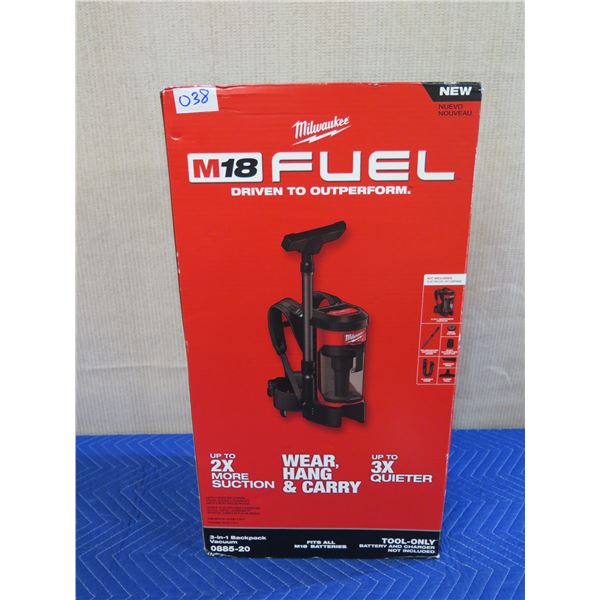 Milwaukee 0885-20 3-in-1 Backpack Vacuum New in Box (Tool Only)