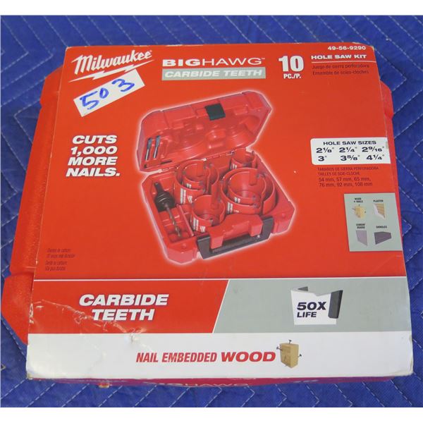 Milwaukee 49-56-9290 Big Hawg 10 Piece Carbide Hole Saw Kit New in Box
