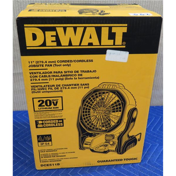 DeWalt  DCE511B Corded/Cordless Jobsite Fan New in Box (Tool Only)