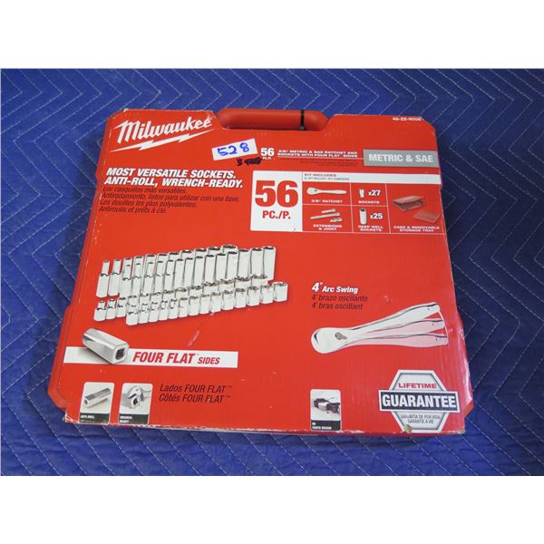Milwaukee 48-22-9008 Metric & SAE 56 Piece Ratchet & Socket Set New