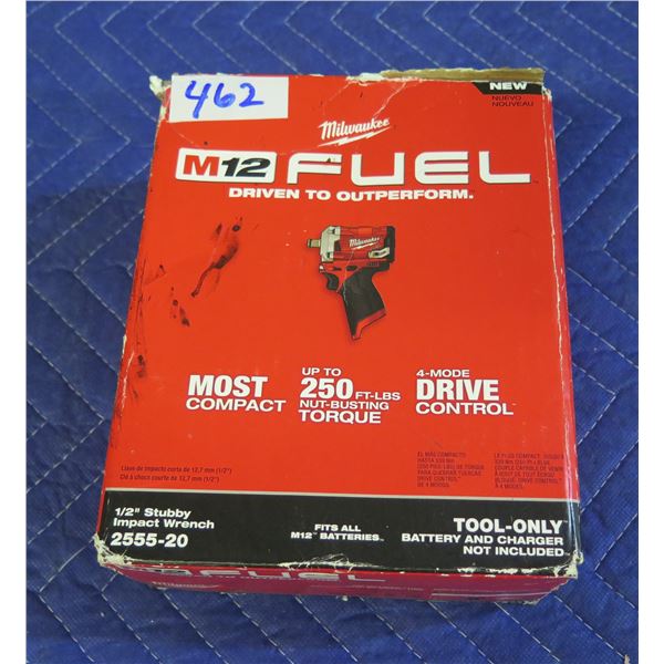 Milwaukee 2555-20 Stubby Impact Wrench Kit New in Box (Tool Only)