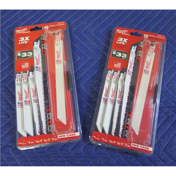 Qty 2 Packages Milwaukee 49-22-1110 Sawzall 10 Piece Blade Sets New