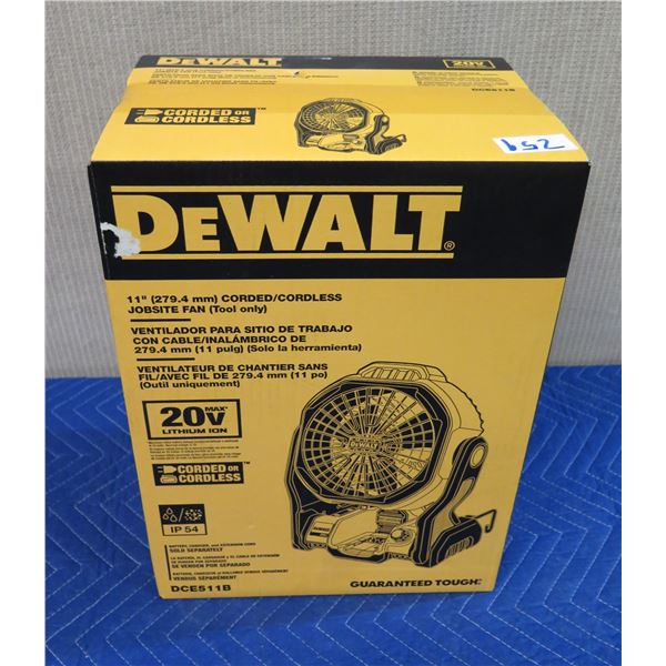 DeWalt DCE511B Corded/Cordless 11" Jobsite Fan New in Box (Tool Only)