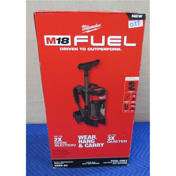 Milwaukee 0885-20 3-in-1 Backpack Vacuum New in Box (Tool Only)