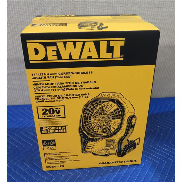 DeWalt DCE511B Corded/Cordless 11  Jobsite Fan New in Box (Tool Only)