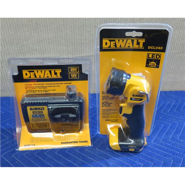 DeWalt DCB115 Lithium Ion Battery Charger & DCL040 Work Light New