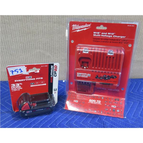 Milwaukee 48-11-1820 Red Lithium Battery & 48-59-1812 Charger New