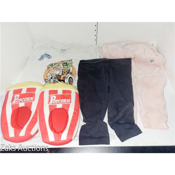 Lot of Childrens Clothing - Popcorn Slippers, CARToons...