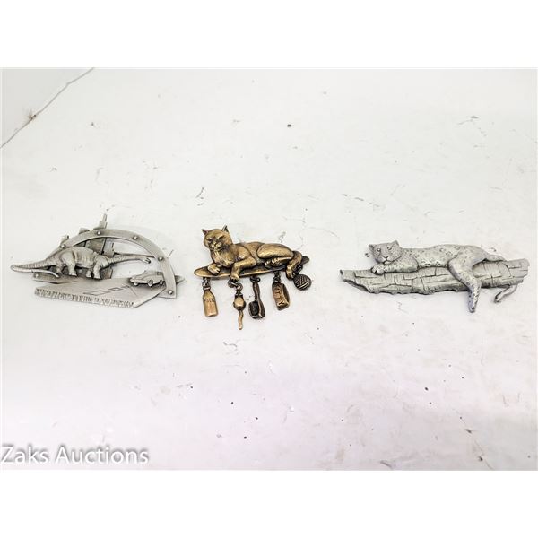 Lot of 3 Signed J.J. Brooch Pins