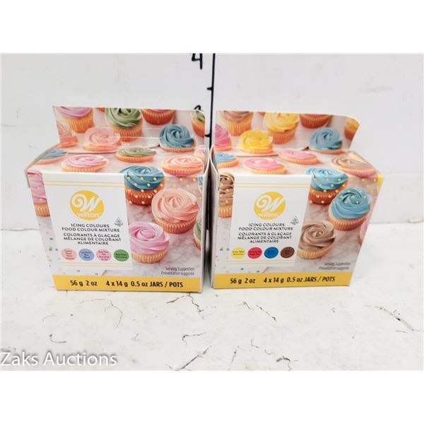 Lot of 2 Wilton Icing Colour Food Colour Mixture 4x14g Jars
