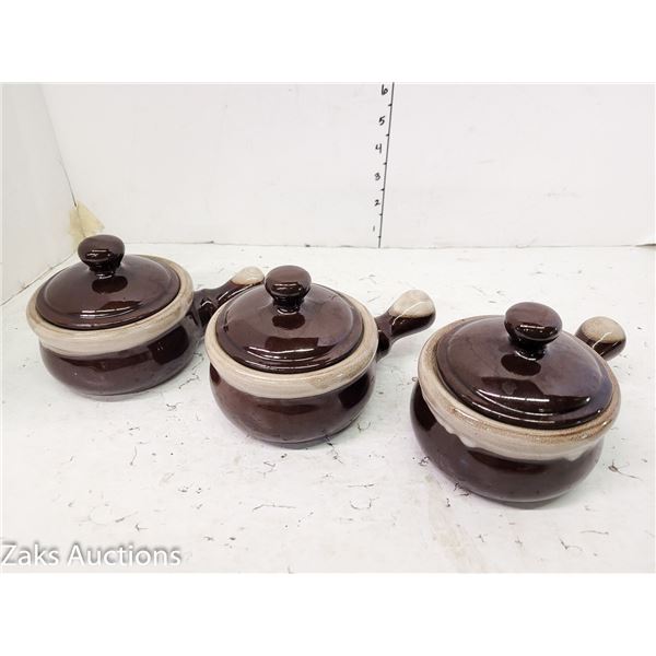Set of 3 french Onion Lidded Bowls