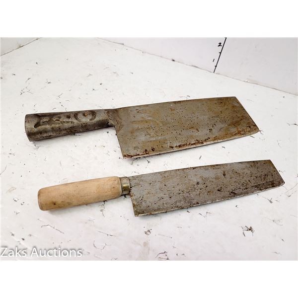 Lot of 2 Vintage Three Ram Knife Cleaver