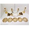 Image 1 : Estate Lot of Brass Candlestick Holders & Coasters