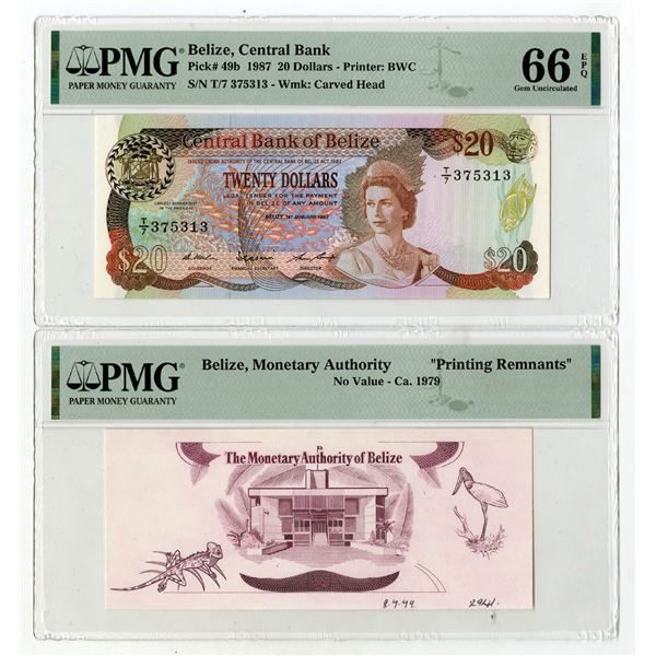 Monetary Authority of Belize and Central Bank of Belize, 1979-87, Pair of Notes