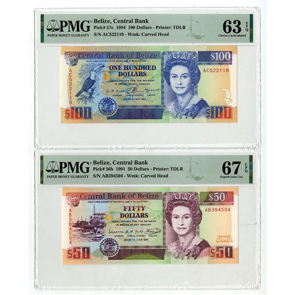 Central Bank of Belize, 1991 to 1994, Issued Banknote Pair.