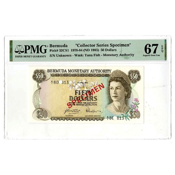 Bermuda Monetary Authority, 1978-84 (ND 1985), Specimen Banknote